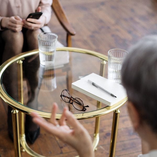 Two people having a meeting